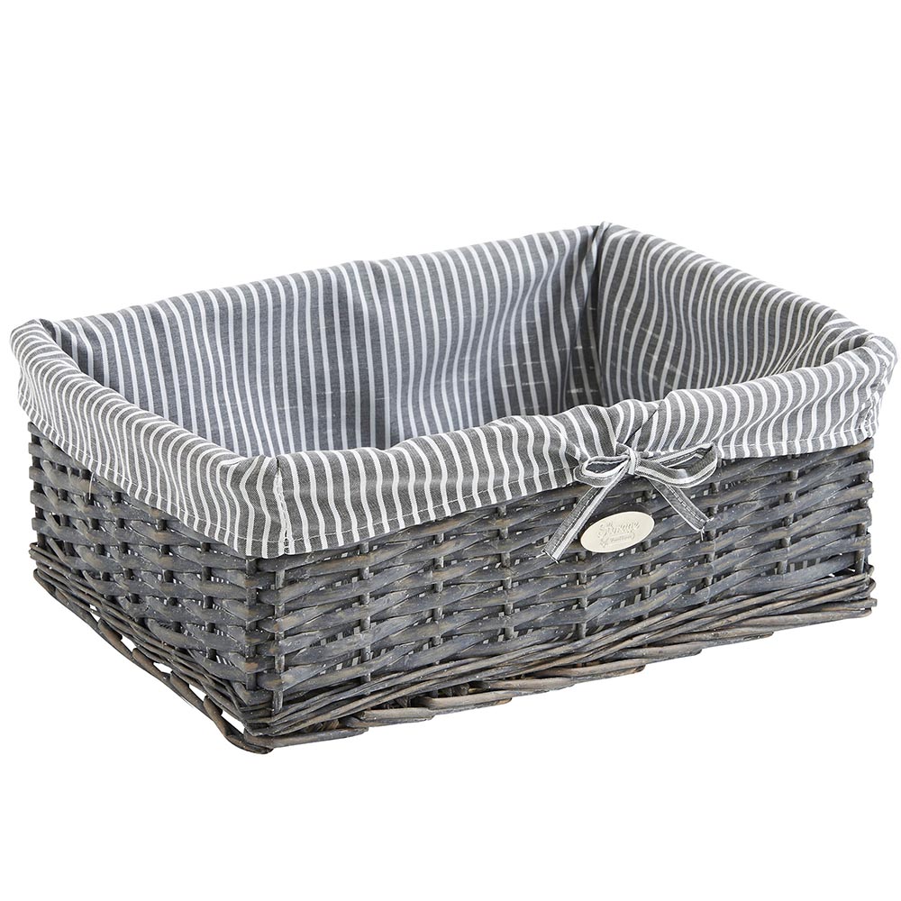 grey rattan storage baskets